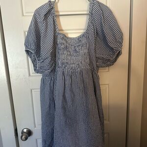 Elegant Blue Gingham Mini Dress